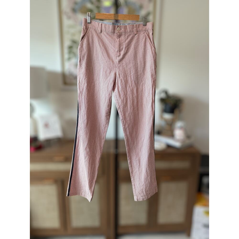 Brooks Brothers Pinstriped 100% Cotton Straight Slim Pants Men's Red Size 18